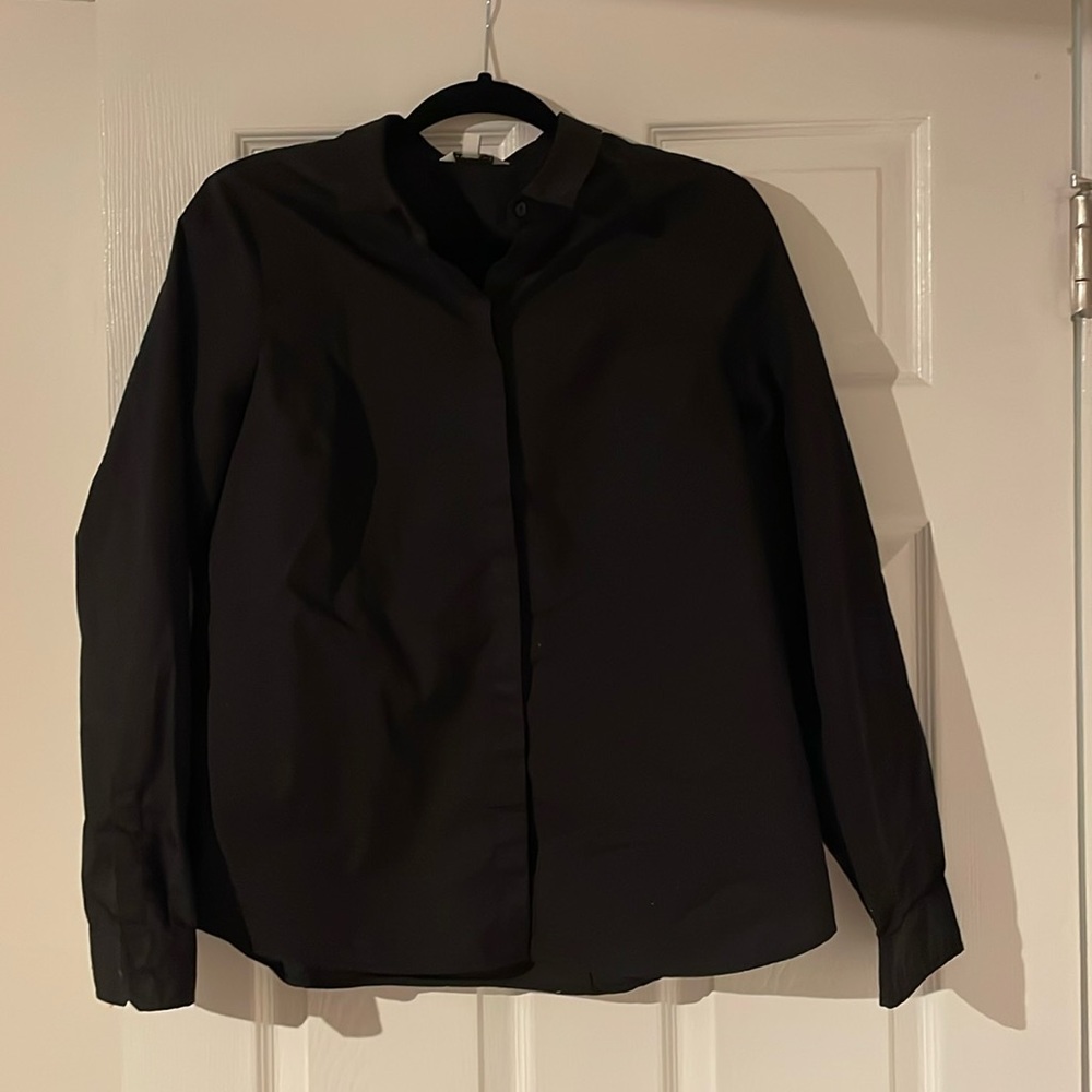 NWOT black long sleeve button down shirt - no show buttons